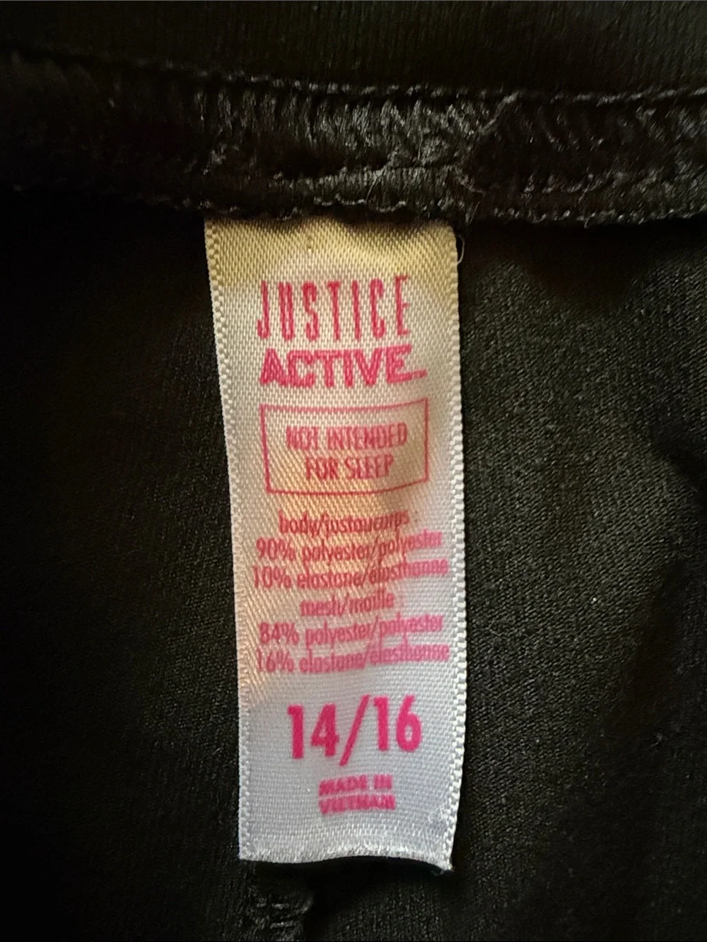 Girls Justice Active Black Leggings Mesh Ballet Size 14/16
